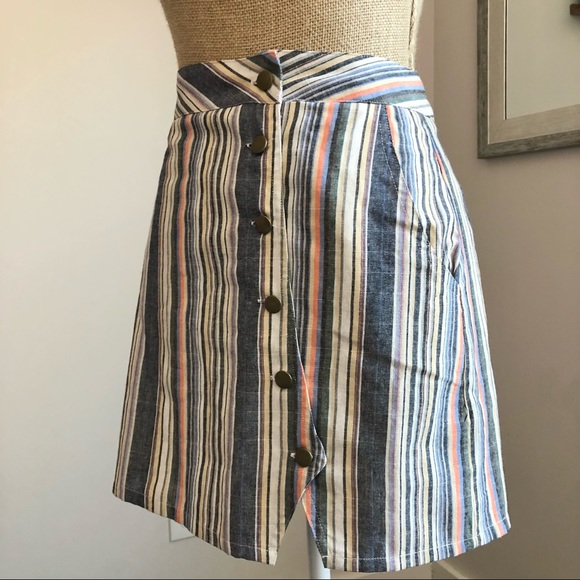 Altar’d State Striped Button A Line Skirt - Picture 6 of 13